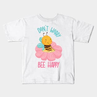 Cute Bee Sitting on a Pink Flower Kids T-Shirt